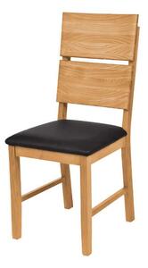 Masívna dubová olejovaná a voskovaná stolička Karla čierna koženka