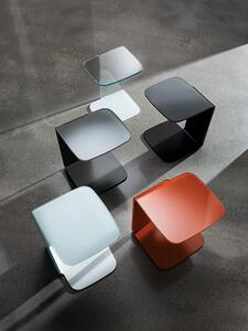 SHELL kávový stolík farebný - 48x48cm , Lakované farebné sklo