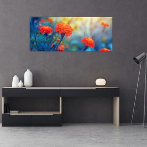 Obraz - Oranžové kvety (120x50 cm)