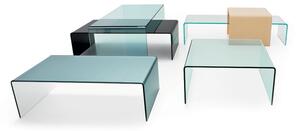 BRIDGE square kávový stolík - 80x80cm , Lakované farebné sklo