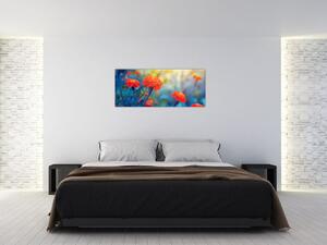 Obraz - Oranžové kvety (120x50 cm)