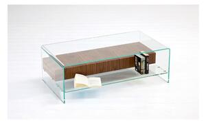 BRIDGE kávový stolík s poličkou a zásuvkou - 125x50cm , Sklo