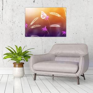 Obraz - Ružový motýľ (70x50 cm)