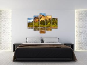 Obraz - Skaly pri jazere (150x105 cm)