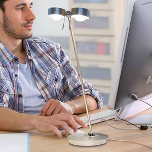 Stolná LED lampa Puk Table Twin matný chróm