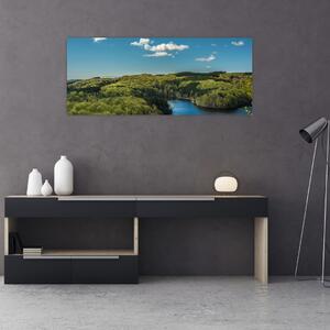 Obraz - Jazero v lesoch (120x50 cm)