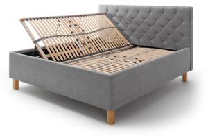 MUZZA Čalúnená posteľ kartika s úložným priestorom 160 x 200 cm béžová