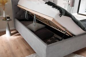 MUZZA Čalúnená posteľ kartika s úložným priestorom 160 x 200 cm svetlo sivá