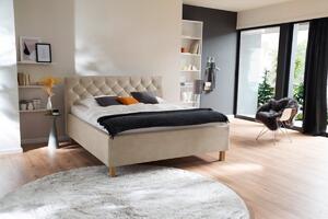 MUZZA Čalúnená posteľ kartika s úložným priestorom 160 x 200 cm béžová