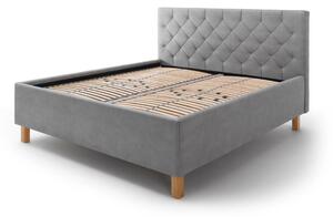 MUZZA Čalúnená posteľ kartika s úložným priestorom 160 x 200 cm svetlo sivá