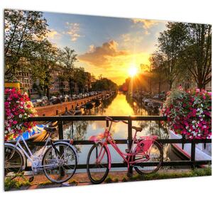 Obraz - Východ slnka v Amsterdame (70x50 cm)