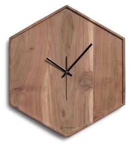 MUZZA Šesťhranné drevené nástenné hodiny Eikaz 35 x 35 cm
