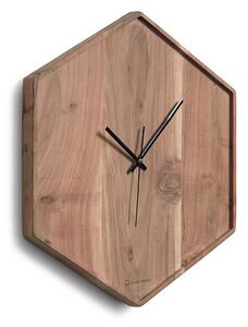 MUZZA Šesťhranné drevené nástenné hodiny Eikaz 35 x 35 cm