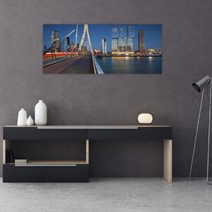 Obraz - Súmrak v Rotterdame, Holandsko (120x50 cm)