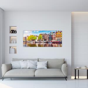 Obraz - Tancujúce domy, Amsterdam (120x50 cm)