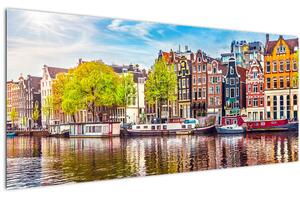 Obraz - Tancujúce domy, Amsterdam (120x50 cm)