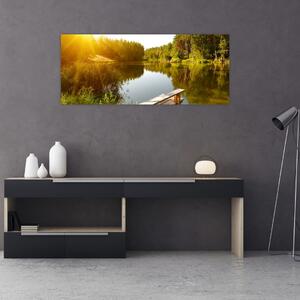 Obraz - Jazero pri lese (120x50 cm)