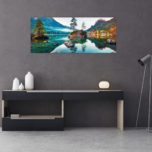 Obraz - Jazero Hintersee, Bavorské Alpy, Rakúsko (120x50 cm)