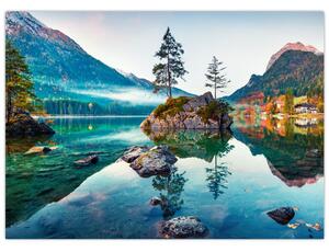 Obraz - Jazero Hintersee, Bavorské Alpy, Rakúsko (70x50 cm)