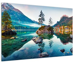 Obraz - Jazero Hintersee, Bavorské Alpy, Rakúsko (90x60 cm)