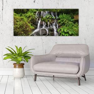 Obraz vodopádov v tropickom lese (120x50 cm)