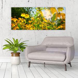 Obraz žltých kvetov (120x50 cm)