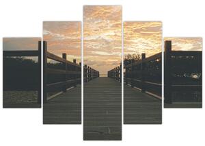 Obraz dreveného móla nad jazerom (150x105 cm)