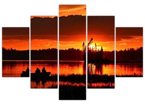 Obraz - Rybári na jazere (150x105 cm)