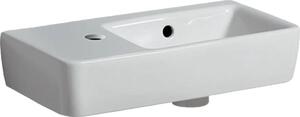 Geberit umývadlo RENOVA COMPACT 500 x 250 mm, s prepadom, polička vľavo, otvor na batériu vľavo biely 276350000
