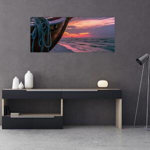 Obraz loďky na brehu (120x50 cm)