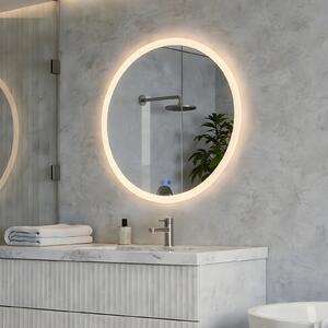 Okrúhle LED zrkadlo do kúpeľne 60 cm s Dual Color, dotykovým vypínačom a vyhrievacou podložkou
