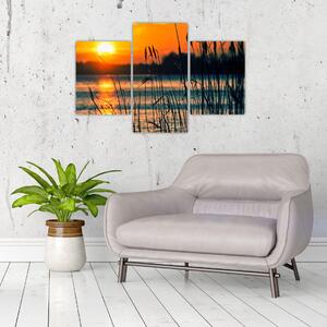 Obraz - Západ slnka nad jazerom (90x60 cm)