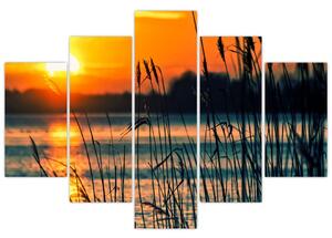 Obraz - Západ slnka nad jazerom (150x105 cm)