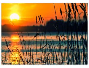 Obraz - Západ slnka nad jazerom (70x50 cm)