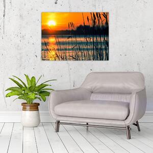 Obraz - Západ slnka nad jazerom (70x50 cm)