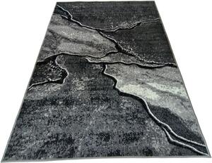 HU Sivý abstraktný obdĺžnikový koberec NEW IDEA 90321-0433 imitácia mramoru s čienymi žilami Rozmer: 50x80 cm