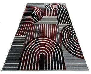 HU Sivo červený geometrický obdĺžnikový koberec NEW IDEA 90141-0564 Rozmer: 50x80 cm