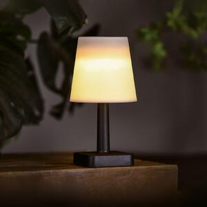 Solárna stolná lampa pre vonkajšie použitie, napájaná solárnou energiou, Ø12 x 23 cm – biela – teplé biele LED svetlo – IP44 – bezdrôtová – záhrada, terasa a balkón [13006]