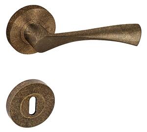 Dverové kovanie MP Spirit R (OBA - Antik bronz), kľučka-kľučka, WC kľúč, MP OGS (bronz česaný mat)