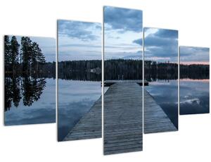 Obraz - Mólo na jazere (150x105 cm)