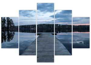 Obraz - Mólo na jazere (150x105 cm)