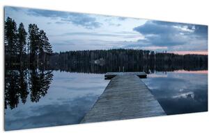 Obraz - Mólo na jazere (120x50 cm)
