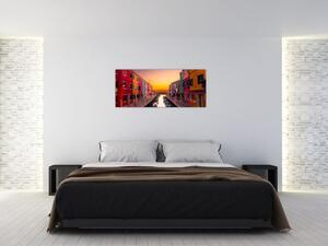 Obraz - Západ slnka, ostrov Burano, Benátky, Taliansko (120x50 cm)