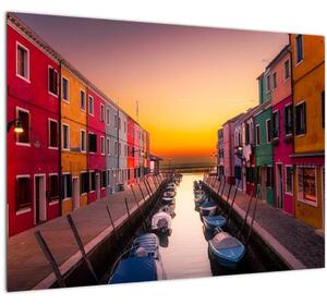 Obraz - Západ slnka, ostrov Burano, Benátky, Taliansko (70x50 cm)