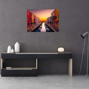 Obraz - Západ slnka, ostrov Burano, Benátky, Taliansko (70x50 cm)
