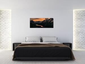 Obraz jazera medzi horami (120x50 cm)