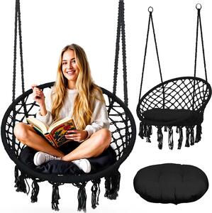 Závesné záhradné hojdacie kreslo BOHO čierne