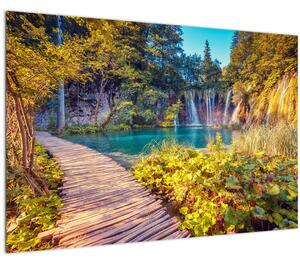 Obraz - Plitvické jazerá, Chorvátsko (90x60 cm)