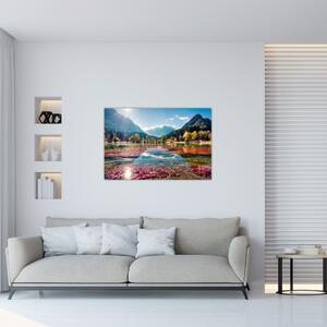 Obraz - Jazero Jasna, Gozd Martuljek, Julské Alpy, Slovinsko (90x60 cm)