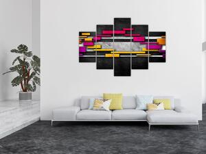 Obraz farebné abstrakcie na čiernom pozadí (150x105 cm)